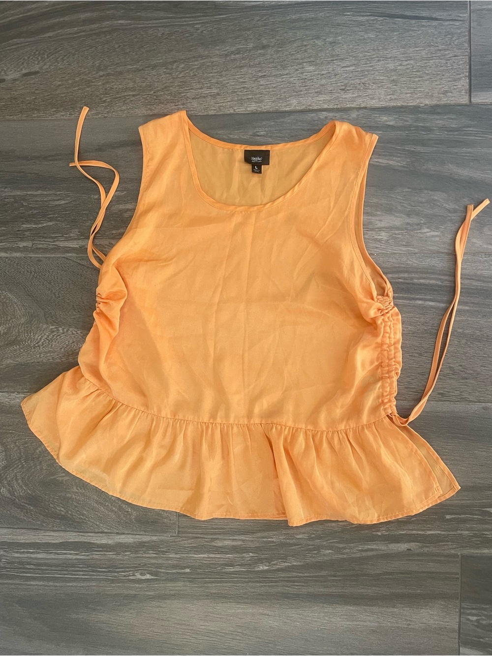 Mossimo Supply Co. Peach-Orange Ruffle-Hem Tank with Side Ties